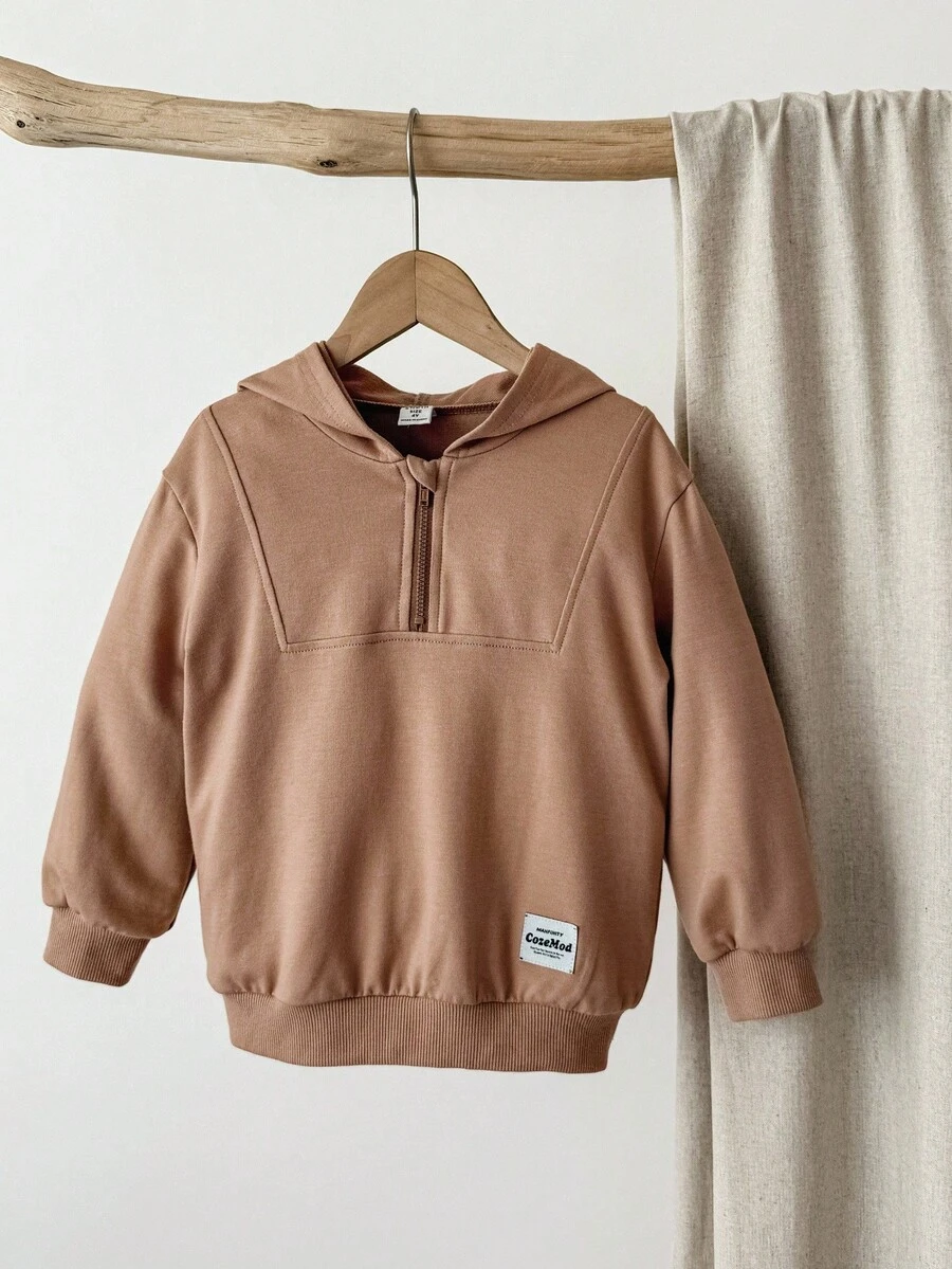 Blossori Sudadera con capucha de manga larga elegante francesa para niños pequeños en otoño/invierno - Marrón - Ver 1