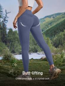 In My Nature 自然徒步、露营、远足、瑜伽、普拉提休闲高弹力透气女式户外紧身裤带口袋，春夏女式健身紧身裤运动服紧身裤 S 码健身紧身裤运动紧身裤女士健身紧身裤瑜伽裤女式 - 霧霾藍 - 查看 4