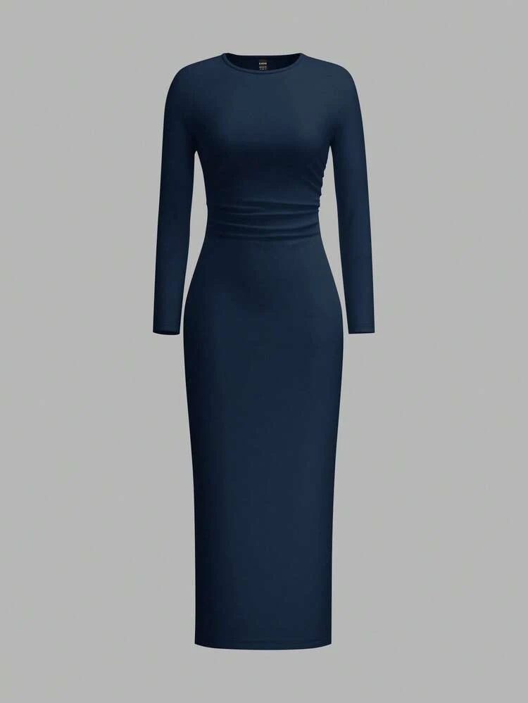 navy blue bodycon midi dress Reiss Ruched Bodycon Midi Dress in Navy
