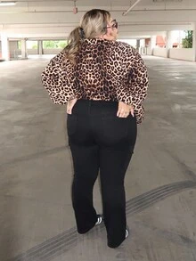 Enliva Melanieangelese Women's Plus Size Workwear Casual Jeans With Pockets, Versatile, Fall Women Clothes, For Apple Rounded Body Shape