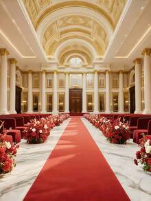 SHEIN Thảm cưới, thảm đỏ mật độ cao và thảm trắng dày dùng một lần, chất lượng tốt, phù hợp cho nhiều dịp lễ kỷ niệm. - Đỏ - Xem 2