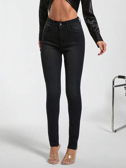 SHEIN Tall 98%Cotton Women's Slim Fit Denim Jeans
