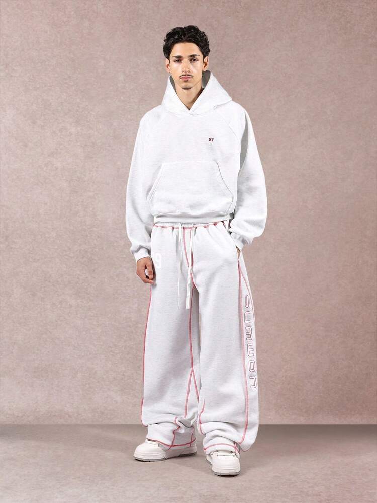 SUMWON Áo hoodie phong cách Gothic dáng rộng in họa tiết đồ họa ở lưng cho thời trang dạo phố thu đông thường ngày - Xám - Xem 4