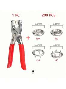 SHEIN DIY 金属按扣带紧固件钳按压工具套件，用于缝纫和手工制作（9.5 毫米），适用于衣服、背包、连体裤、缝纫和工艺品 - 銀色 - 查看 12