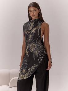 MUSERA Áo kiểu chiffon cổ yếm, lưng thấp, xếp ly, sang trọng, gợi cảm, thích hợp cho buổi tối đi chơi, kỳ nghỉ, mùa thu, nhiều lớp, tiệc tùng, thanh lịch, ngày lễ, tiệc tùng, mùa xuân, mùa hè. - màu đen - Xem 1