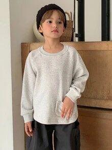 DAZY 2 piezas Conjunto de otoño para niños, sudadera holgada casual y pantalones harén para niños pequeños, estilo japonés - Albaricoque - Ver 5