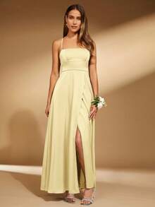 SHEIN Belle Women's Solid Color Criss-Cross Strap Dress