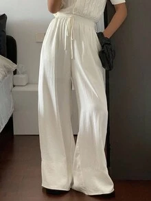DAZY Women's Loose Casual White Wide Leg Pants, Autumn/Winter New Arrival