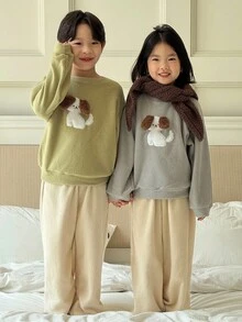 Genkimix Kids 2件套男童宽松绿色卫衣+宽松裤子 - 彩色 - 查看 1