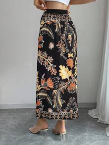 Elenzga 女士优雅通勤花卉印花系带裹身裙 - 彩色 - 查看 2