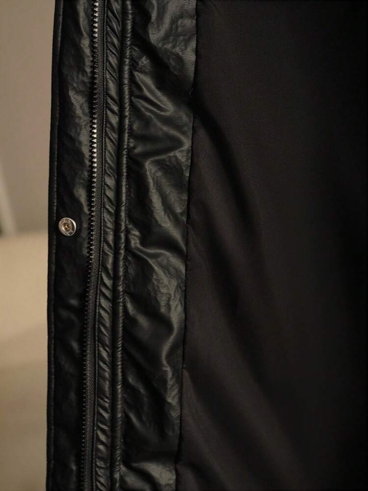 FUZZY TRIM HOODED WINTER COAT