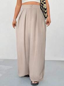 Solflare Plus Size Office Women Outfits,Black High Waist Straight Leg Casual Pants, Minimalist & Stylish For Daily Wear,Spring Fall Clothes,Fall Clothes For Women