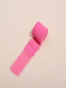 3/6Rolls Pink Suit,Green Suit, Beige Suit Ribbon Handmade Chiffon Silk Ribbon Fringe 1.57" X 16.4ft Frayed Edges Ribbons For Wedding Invitations Bridal Bouquets Gifts Wrapping Crafts Holiday Decorations - Pink Suit - View 3