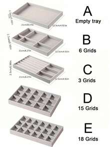 1/5pcs、首饰托盘、珠宝收纳盒、彩妆收纳盒、戒指收纳盒、项链收纳盒、灰色收纳盒、灰色分隔托盘、文具收纳盒、文具托盘、旅行收纳盒、便携式化妆盒、化妆盒、化妆托盘、旅行化妆盒、多功能收纳盒、适用于口红、唇线笔、眉笔、眼影盘、文具、适合女性送礼、度假海滩、浴室收藏、卧室收藏、大容量 - 彩色 - 查看 2