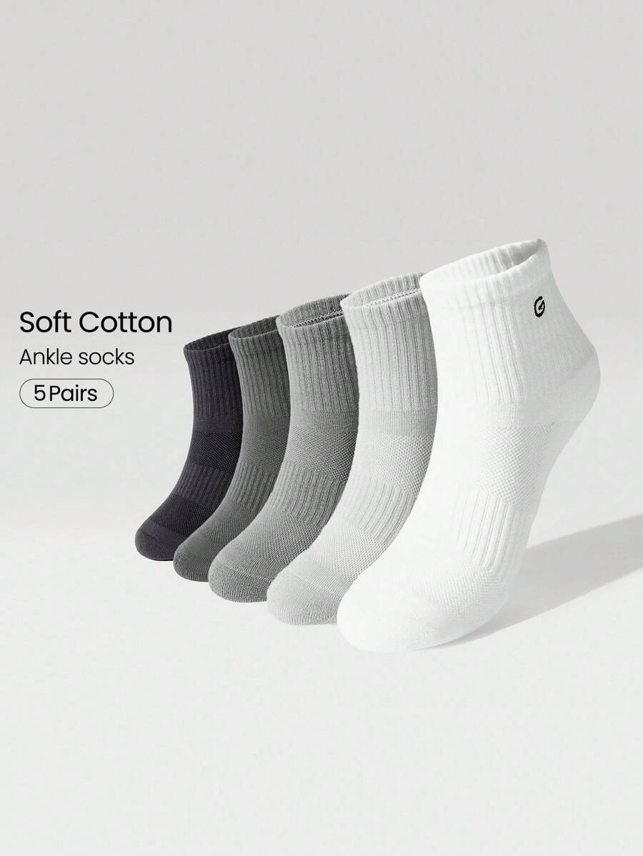 GLOWMODE 5 Pairs Socks Soft Ventilated Mesh With Embroidered Logo Workout Daily Casual - Multicolor - View 1