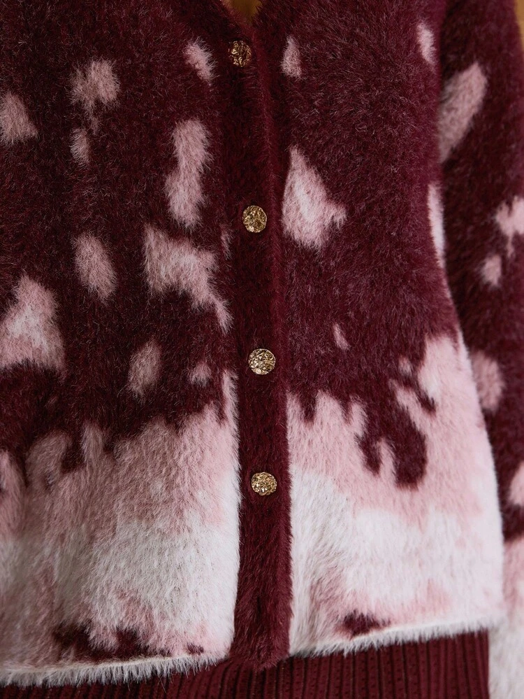 ALL OVER PRINT BUTTON UP CARDIGAN