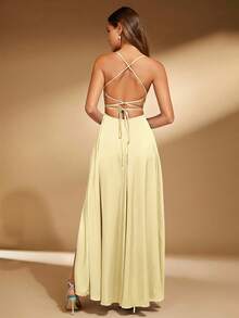 SHEIN Belle Women's Solid Color Criss-Cross Strap Dress