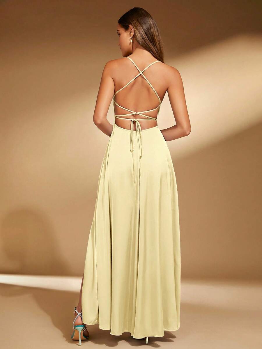 SHEIN Belle Women's Solid Color Criss-Cross Strap Dress