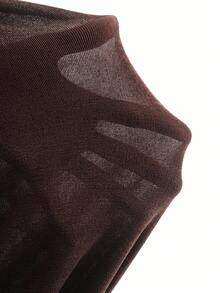 MaterniChic Đầm suông dáng suông cổ đứng tay dài màu trơn cho bà bầu - màu nâu - Xem 8