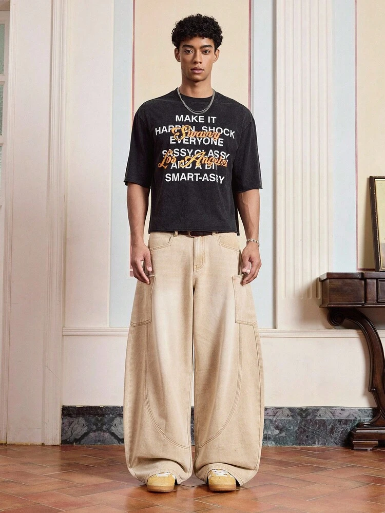 SWAVVY 男士印花圆领短袖T恤 - 黑色 - 查看 5