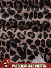 SHEIN LUNE 女士休闲简约豹纹圆领短袖宽松T恤，适合秋季休闲穿着。 - 白色 - 查看 3