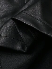 DAZY Women's PU Shirt Style Mid-Length Dress, Spring/Autumn - Black - View 8