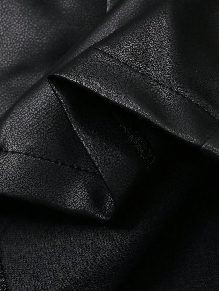 Women's PU Shirt Style Mid-Length Dress, Spring/Autumn