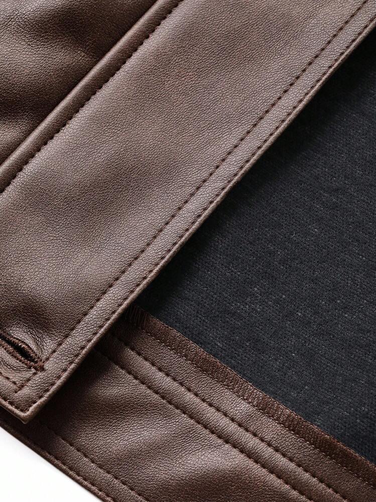 DAZY Autumn/Winter New Loose Casual Thick PU Women Regular Jacket Women Coats - Coffee Brown - View 7