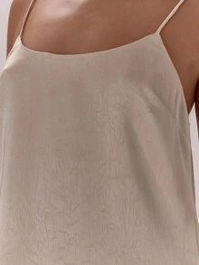 MUSERA ملابس علوية سباغيتي ذو حمالات رفيعة مصنوع من الساتان، قصير وضيق، مناسب للمناسبات الليلية الفاخرة والعطلات والحفلات - كاكي - مشاهدة 6