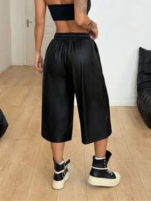 Coolane Women's & Men's Fall  Streetwear Vintage Casual Back To School Daily Wear Comfortable Low Rise Leather Black Shorts