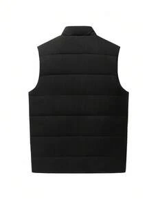 Manfinity Homme Áo khoác nam chống gió, giữ ấm, không tay, có khóa kéo, áo khoác nỉ ngoài trời mùa thu/đông, áo khoác lót nhiệt, áo khoác mùa đông cho nam - màu đen - Xem 2