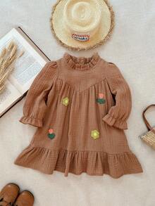 Blossori Baby Mädchen Französisch elegantes Rüschenkleid mit Langarm