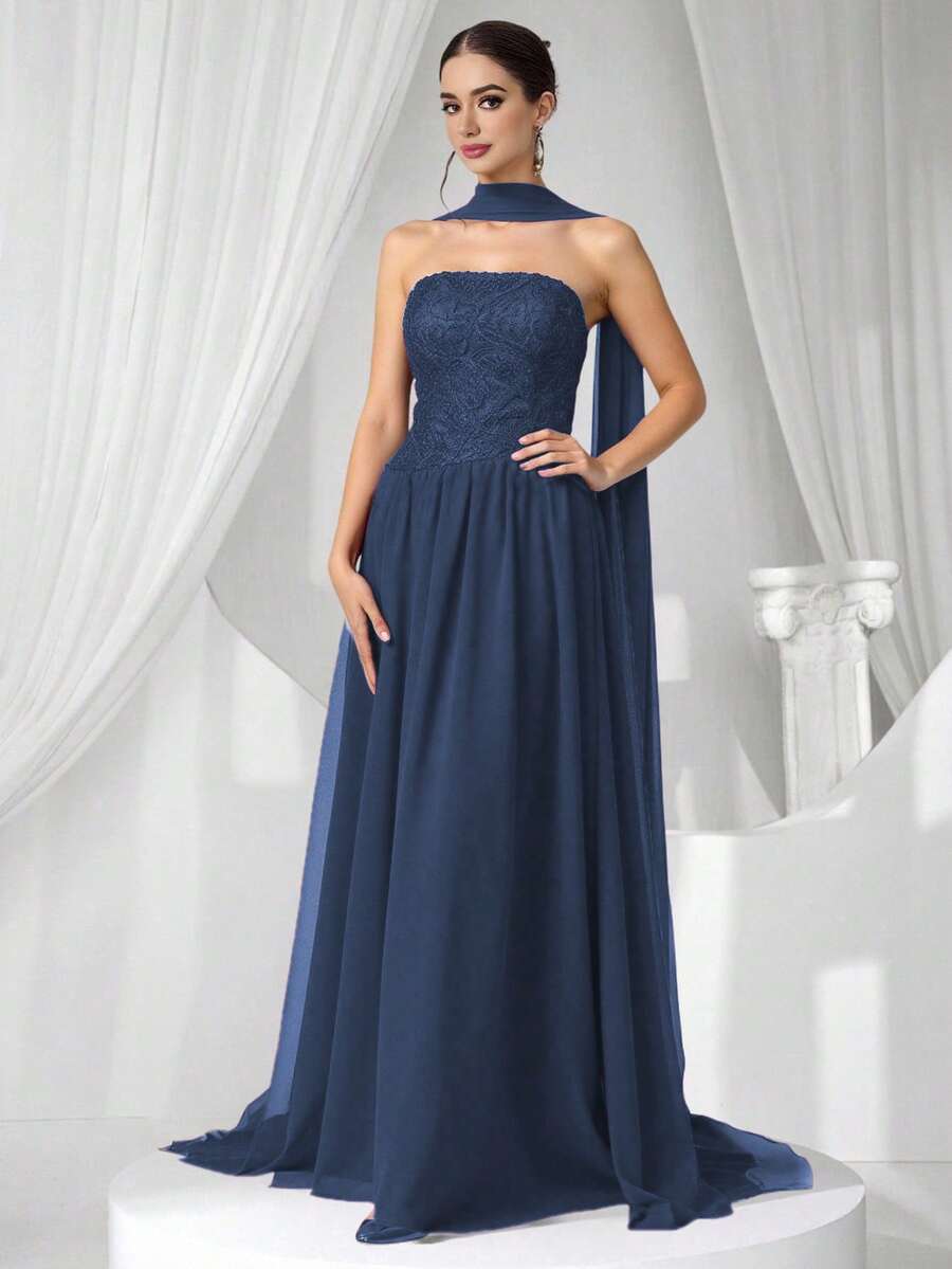 Coutiva 正式晚礼服（华丽装饰） - 藏蓝色 - 查看 1