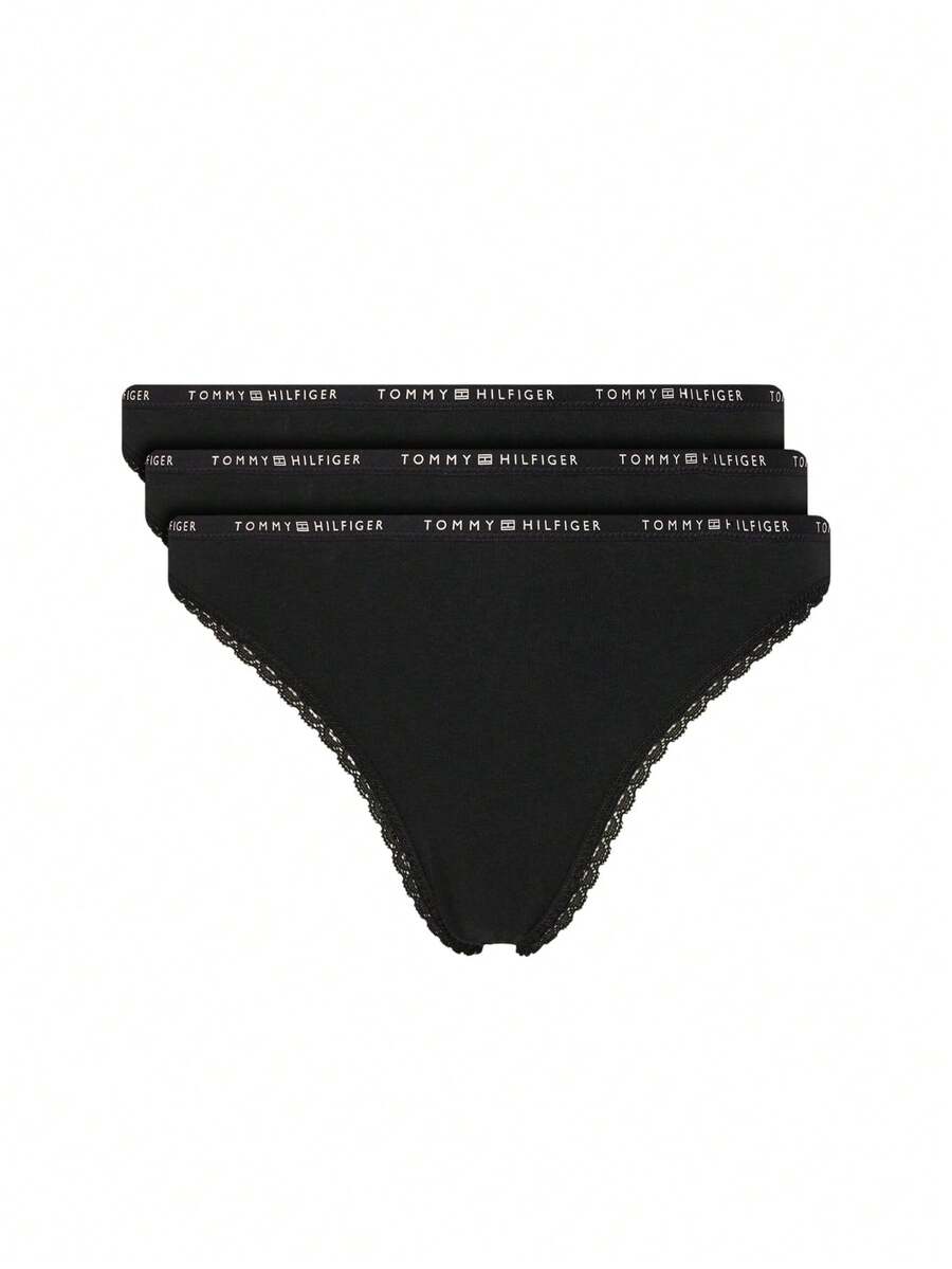 Tommy Hilfiger 3 Pack Women's Thongs - Black - View 1