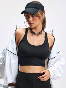 Áo ngực thể thao nâng ngực gợi cảm LOUNGEISTA dành cho nữ, áo ngực chéo lưng, áo tập yoga, áo ngực không dây, đồ lót thoải mái chống sốc khi tập gym, áo ngực thể thao tập luyện - màu đen - Xem 7