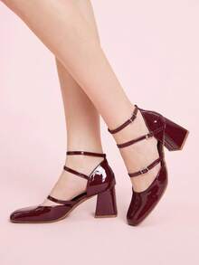 CUCCOO DOLLMOD 女士时尚酒红色高跟鞋 - 酒紅色 - 查看 3