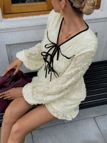 Chiquease Women's Elegant Tie Front Fringe Long Sleeve Jumpsuit Fall Clothes For Women Fairy Jumpsuit Elegant Jumpsuit For Women Classy Outfits For Women Chic Women's Jumpsui Christmas Women's Clothing Autumn Fall Clothes For Women Autumn Clothes Fall Outfits For Women Autumn Outfits For Women Fall Clothes Autumn Women Fall Women Clothes - Apricot - View 6