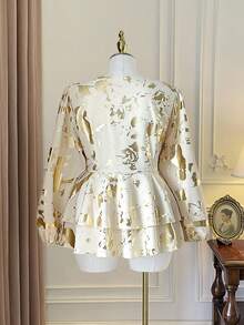 SHEIN Clasi Christmas Halloween Plus Size Blouses Fall Cloth For Women - Apricot - View 2