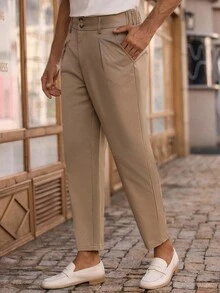 Manfinity NXTstreet 男士休闲中腰纯色锥形七分裤，适合秋季，Old Money