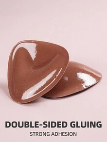 SHEIN 1 Pair Waterproof & Sweat-Resistant Double-Sided Adhesive V-Shaped Cleavage Enhancing Bra Pads - Brown - View 2