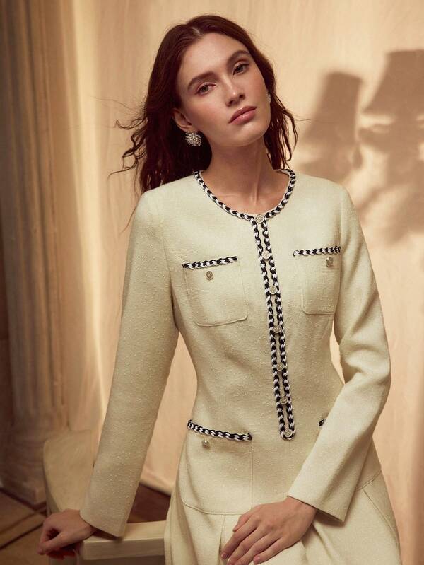 MOTF PREMIUM 撞色饰边贴袋褶皱短裙