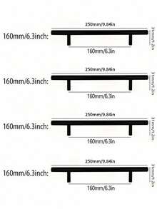 4pcs Kitchen Handle Stainless Steel T Bar Door Pull 76mm 96mm Cabinet Knobs And Handles Black Furniture Handle - Multicolor - View 18