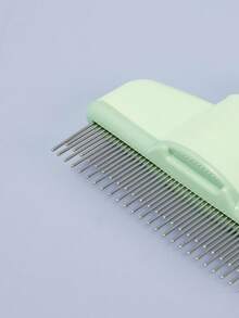 PETSIN 2PCS Pet Comb For Dogs & Cats, Pet Hair Removal Comb With Release Button Self-Cleaning With Long & Short Stainless Steel Metal Teeth For Shedding, Comfort And - Multicolor - View 2
