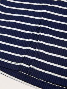 SHEIN LUNE Bộ 2 chân váy nữ kiểu dáng thường ngày, kẻ sọc và màu trơn, váy phối hợp cho nữ, váy kẻ sọc, kiểu dáng thường ngày. - Màu xanh lam - Xem 5