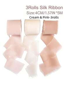 1/3/9 卷手工雪纺丝带流苏 1.5 英寸 X 5.5 码磨边丝带，适用于婚礼请柬、新娘花束、礼品包装、蝴蝶结制作、工艺品、派对装饰 - 彩色 - 查看 42