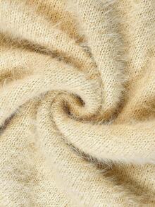 Vionelle 大码女式宽松V领仿皮草针织毛衣，休闲，秋冬 - 黃色 - 查看 8