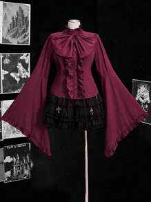 Sunspun 万圣节大码衬衫 - 酒紅色 - 查看 1