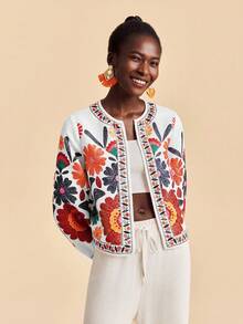 Travachic Áo khoác dài tay dáng suông in họa tiết hoa cho nữ, kiểu dáng thường ngày, thích hợp cho mùa thu, thanh lịch, đi chơi, sang trọng, phong cách đồng quê, ngày Quốc khánh, Tết Nguyên đán, lễ tốt nghiệp sang trọng, áo khoác cardigan, mùa thu đông, tiệc Giáng sinh, năm mới, khách dự đám cưới, lễ tốt nghiệp sang trọng, dạ hội cao cấp, thường ngày. - trắng - Xem 6