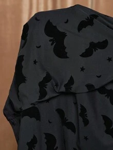 Amorya Women's Elegant High-Waisted Slimming Black Long Sleeve Mini Dress With Flocked Mesh, Suitable For Party And Halloween Occasions Prom Dresses For Women  Women's Halloween Costume Clothes For New Year  Prom Dresses For Women - Black - View 9