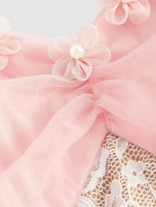 SHEIN MOD Váy dài ren hoa 3D màu hồng lãng mạn mơ mộng - Chân váy bồng bềnh bằng vải tuyn có phần eo thắt eo, phong cách ba lê, thiết kế tuyệt đẹp, hoàn hảo cho các buổi dạ hội, hẹn hò, tiệc tùng, ngày lễ, tiệc trà và sinh nhật - Hồng - Xem 3